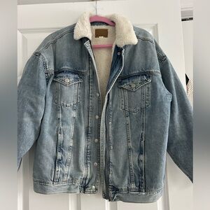 American Eagle Denim Jacket with Sherpa Lining